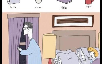 Löydätkö kirjan, munan, kupin ja tyynyn?