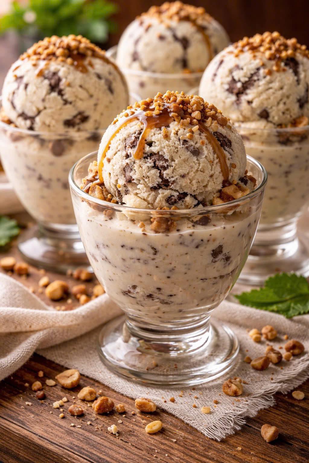 Walnut Ice Cream med Caramel Sauce