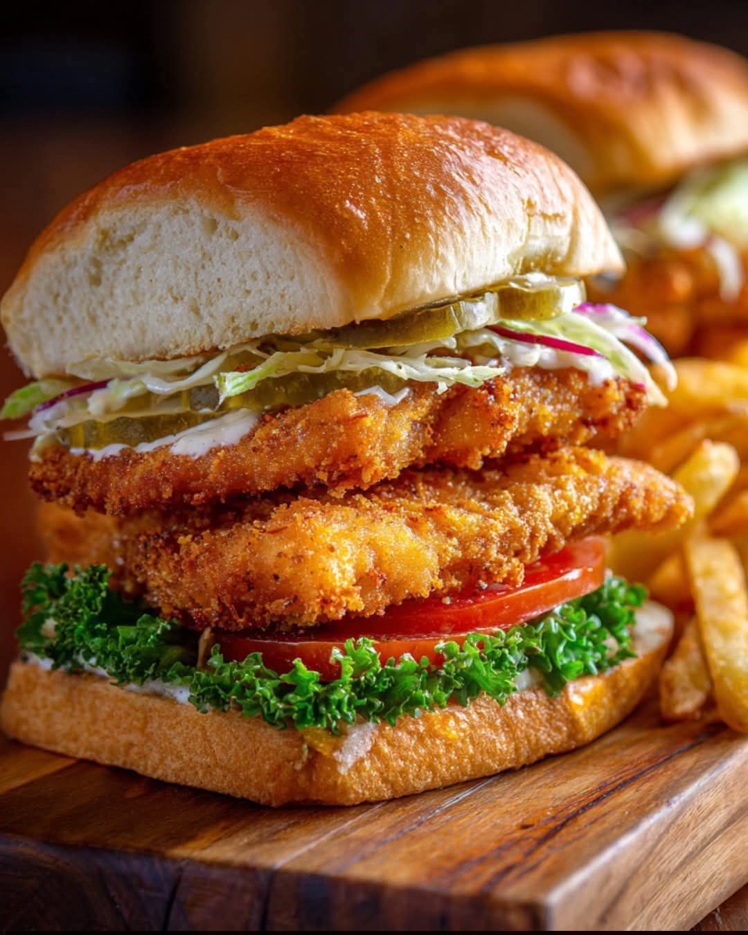 🐟🥪🍟🔥✨ **Sprødstegt fiskesandwich med gyldne pommes frites** 😋