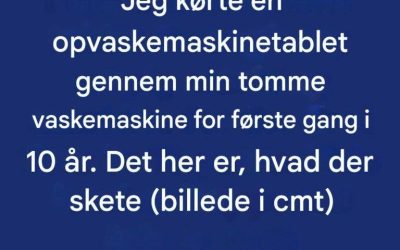 Jeg kørte en opvaskemaskine-tablet gennem min tomme vaskemaskine for første gang på 10 år. Dette er hvad der skete