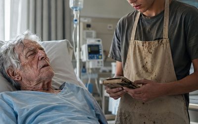 En 78-årig pensioneret mekaniker blev efterladt og ventede hjælpeløst i sin rehabiliteringsseng i timevis — indtil en 19-årig cafeteria-arbejder afslørede den smertefulde sandhed skjult inde i sin oliestjernerede lomme-ledger.