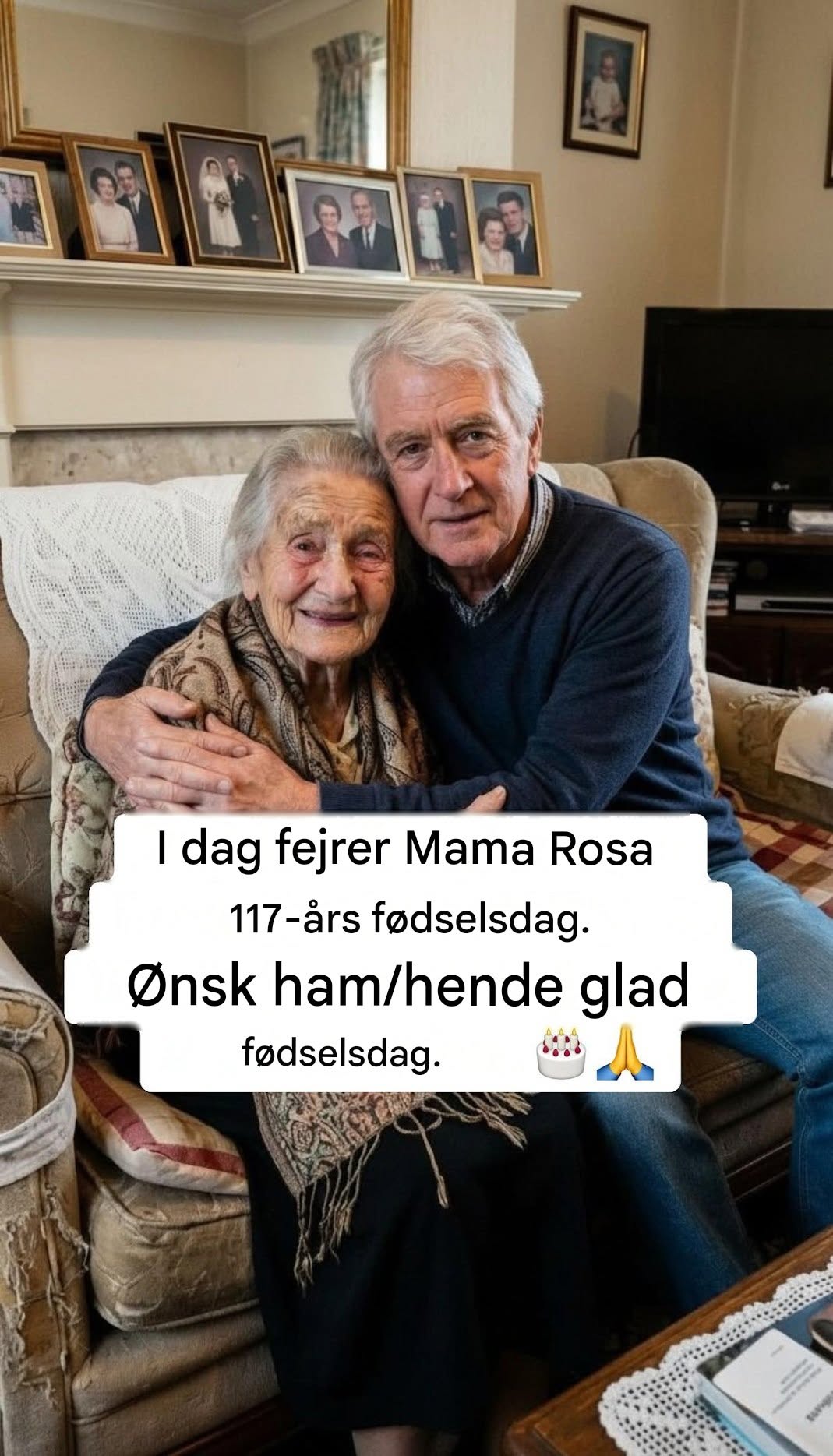 I dag er en helt særlig dag. 🎂❤️ Mama Rosa fejrer sin 117.