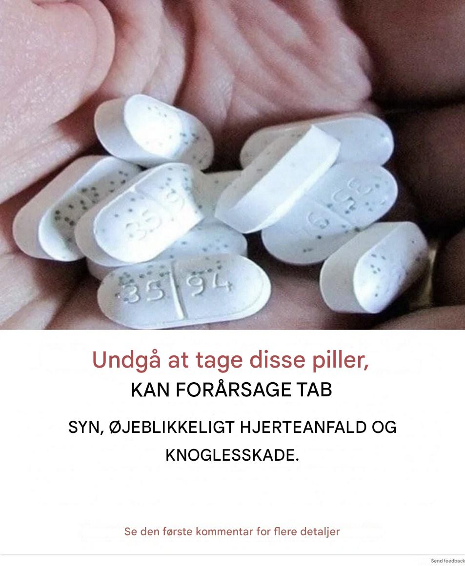 ADVARSEL! DISSE TABLETTER KAN FORÅRSAGE BLODPROPPER, BLODTROMBLER OG HJERTEANFALD