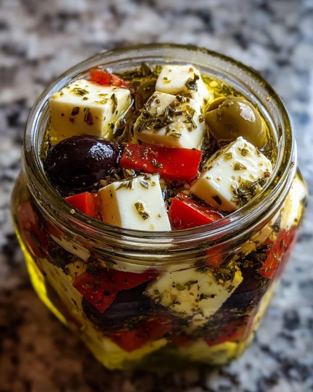 Middelhavskrukke med oste og oliven: En forret klar til at skinne