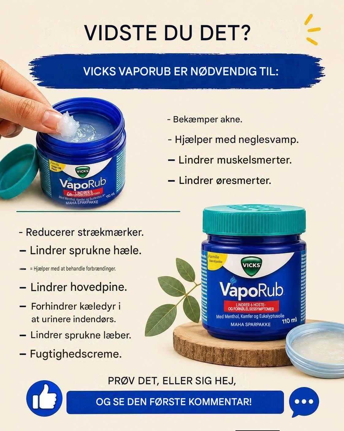 Skal du påføre Vicks VapoRub på dine fødder inden sengetid? Vigtig information 👇